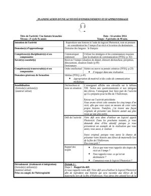 Planification Histoire Branchée