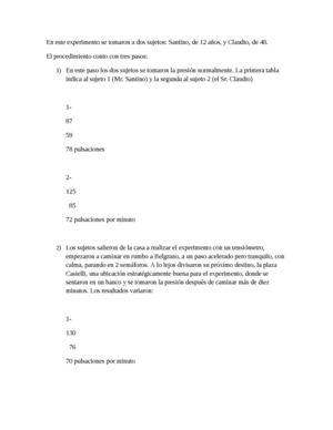 Experiencia sistema circulatorio