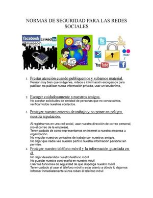 Normas De Seguridad Para Las Redes Sociales