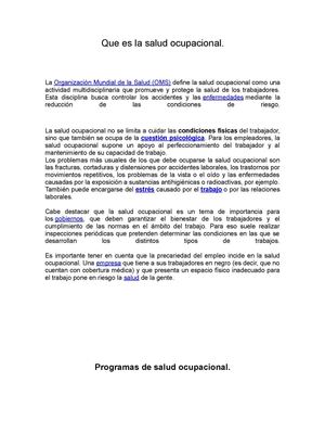 Importancia De La Salud Ocupacional