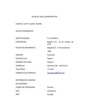Hoja De Vida Coorporativa