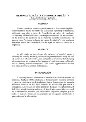 Memoria Explícita Y Memoria Implícita