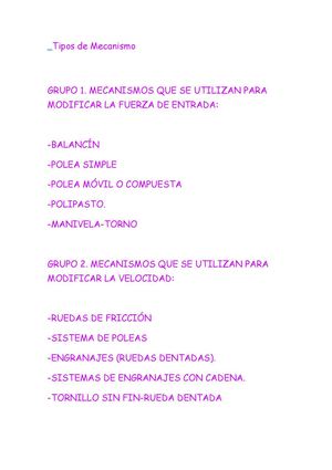 Tipos De Mecanismo