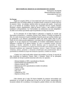 Una Breve Reseña Del Origen De Las Universidades En El Mundo