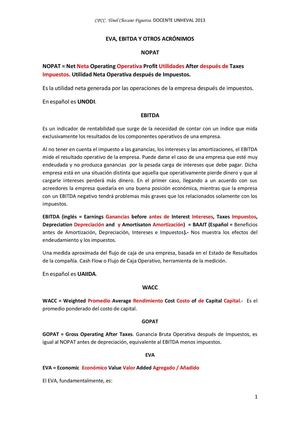 Eva Ebitda Y Otros Acrónimos