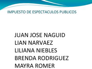 Impuesto De Espectaculos Publicos