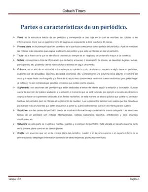 Partes O Características De Un Periódico