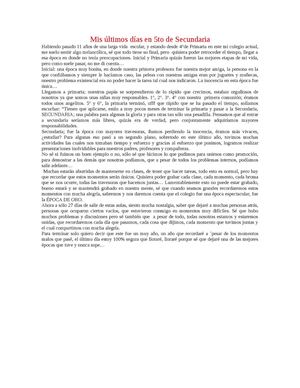 Mis úLtimos Días En 5to De Secundaria