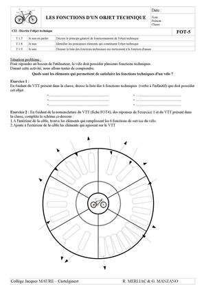 Fot 5 Les Fonctions de l'objet Technique