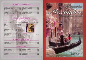 Menu Pizzeria Alexandro