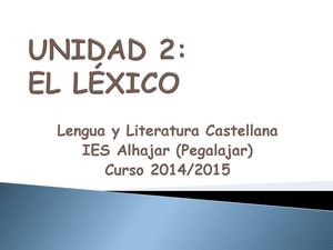 Unidad 2 El Léxico