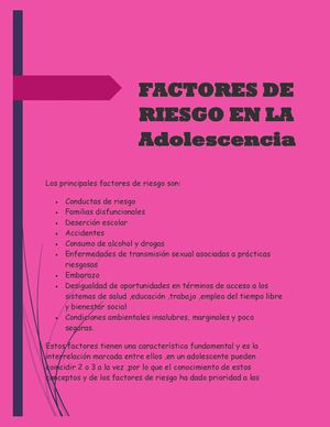 Factores De Riesgo En La Adolescencia