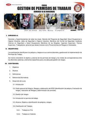 CURSO GESTIÓN DE PERMISOS DE TRABAJO