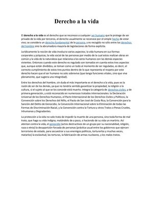 Derecho A La Vida