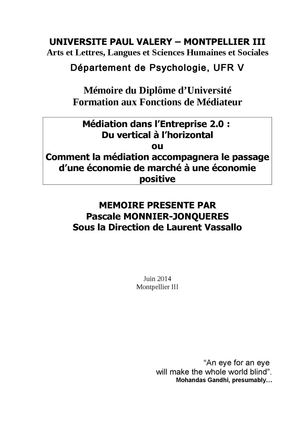 La médiation dans l'entreprise 2.0
