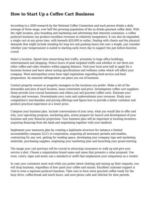 How to Start Up a Coffee Cart Business