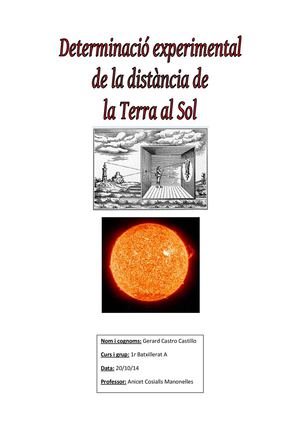 Determinació experimental de la distància de la Terra al Sol