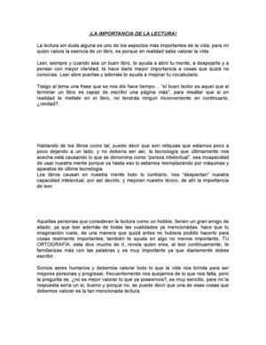 La importancia de la lectura