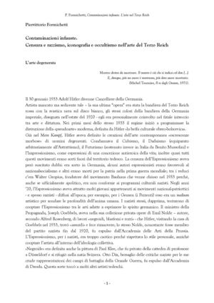 Contaminazioni Infauste. Censura e razzismo, iconografia e occultismo nel'arte del Terzo Reich