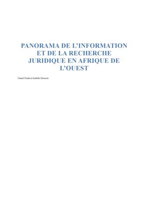 Panorama De L'information Et De La Recherche Juridique En Afrique De L'ouest