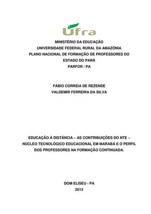 Tcc Fabio Rezende Valdemir Ferreira Ead Nte Professor Formação Marabá