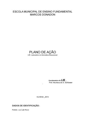 PLANO DE AÇÃO LIE- Laboratório de Informática Educacional