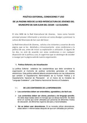 Politica Editoria Condiciones Y Uso