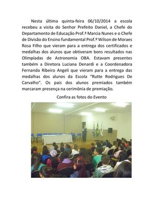 Cerimônia de premiação Olimpíadas de Astronomia