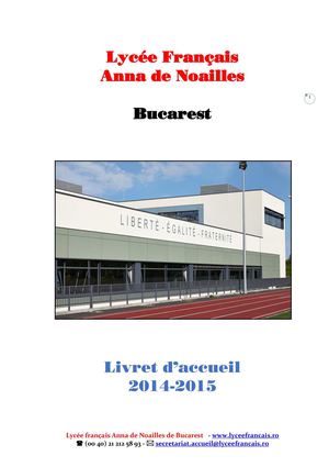 Livret d'accueil du Lycée français Anna de Noailles
