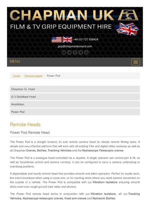 Powerpod Remote Camera Heads From Chapman Uk For Film