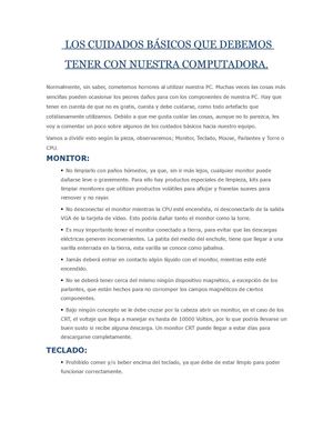 Los Cuidados Básicos Que Debemos Tener Con Nuestra Computadora