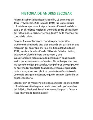 Historia De Andres Escobar