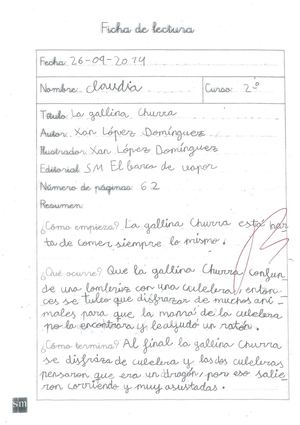 Fichas de lectura 2º Primaria