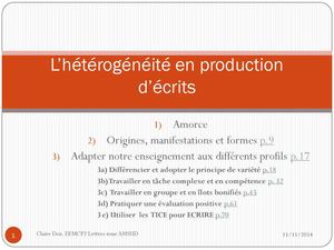 Diaporama Doz Claire Hétérogénéité Des Eleves En Production D Ecrits