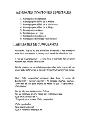 Mensajes Ocaciones Especiales