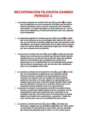 Recuperacion Filosofia Examen Periodo 3