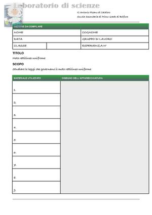 Scheda Laboratorio Moto Rettilineo Uniforme