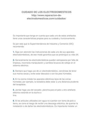 Cuidado De Los Electrodomesticos Http