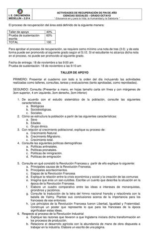 Actividades de Recuperación 8º