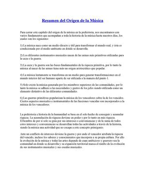 Resumen Del Orígen De La Música