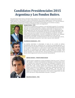 Candidatos Presidenciales2015argentinay Los Fondos Buitre