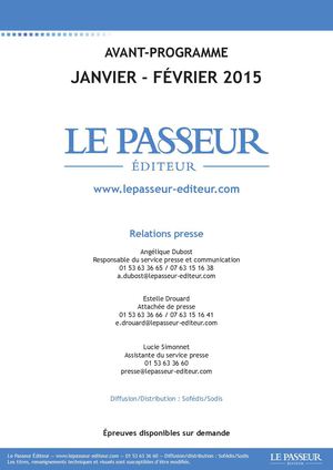 Le Passeur Éditeur - Avant-programme janvier et février 2015