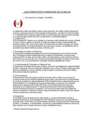 Los Atractivos Turisticos De La Selva