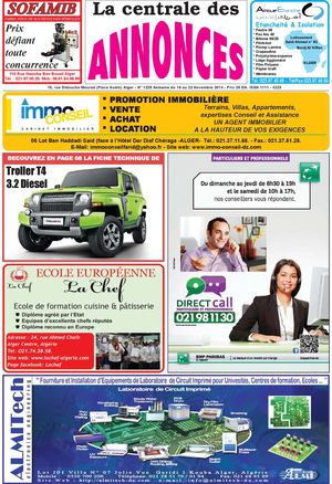 La Centrale des Annonces n°1225 semaine du 16 au 22 Novembre 2014