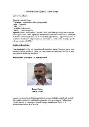 Comentario Sobre La Película Vicente Ferrer