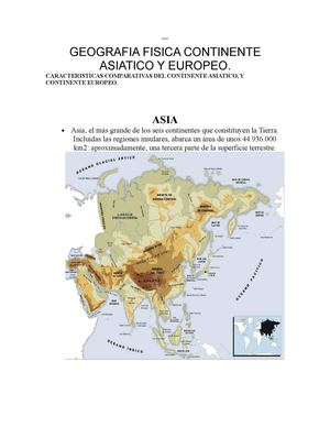 Geografia Fisica Continente Asiatico Y Europeo