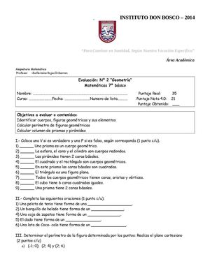 Prueba 2 Geometria 7º