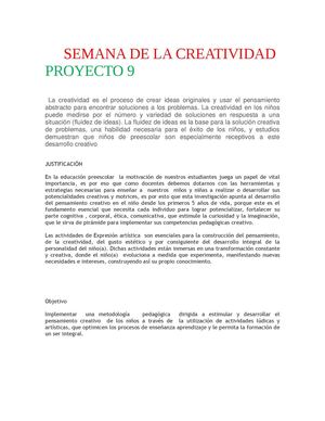 Proyecto De Semana D La Creatividad