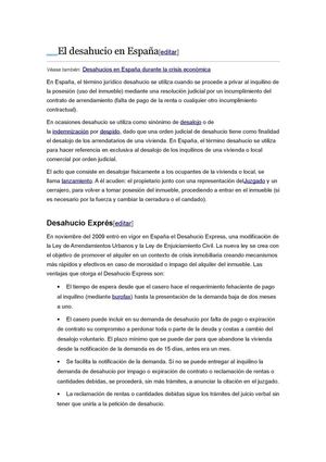 El Desahucio En España