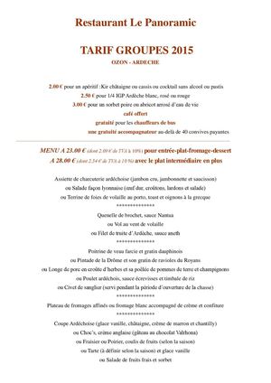 Le Panoramic Menus Groupes